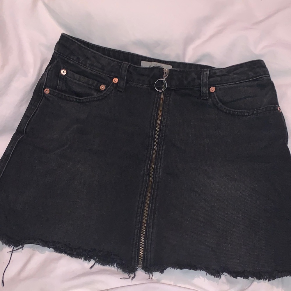 Black denim skirt